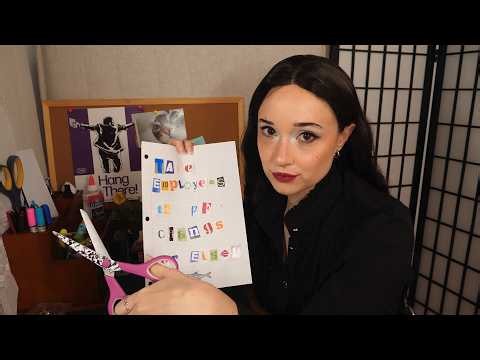 ASMR Protective Co-Worker Makes Ransom Note ⛈️ Thunderstorm ⛈️