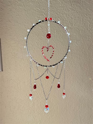 Handmade Red Heart Wire Wrapped Suncatcher | - Etsy