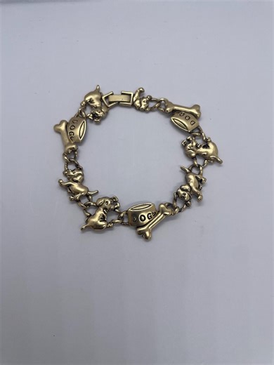 Vintage Gold Tone Dog Charm Bracelet With Bones and Bowls. - Etsy