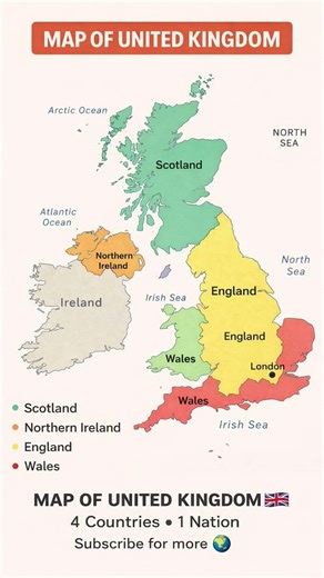 MAP OF# UNITED# KINGDOM 🇬🇧4 Countries • 1 NationExplore the world 🌍#history #americe