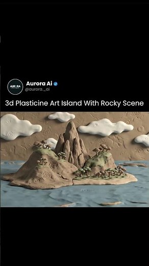 3D Plasticine Art Island 🏝️✨ | Rocky Scene AI Animation