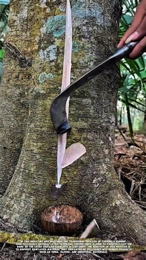 Traditional Rubber Tree Tapping Process | Natural Latex Harvesting.