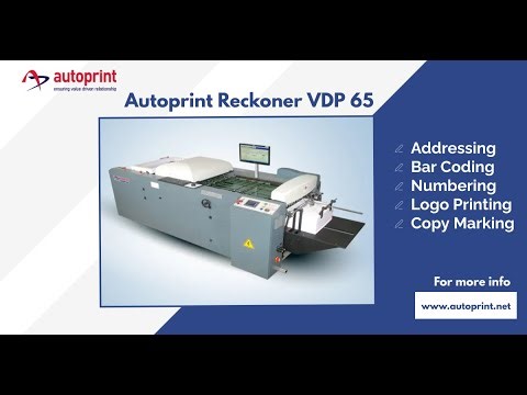 Autoprint VDP 65 / Variable Data Printing / Addressing Job / Bar Code and QR Code Printing Machine.