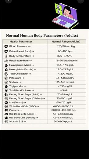 Are Your Body Numbers Normal? | 20 Parameters Every Adult Must Know | Follow MediKnowledge for more.