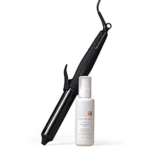 Kristin Ess Hair NANOBLACK 11/4 Inch Automatic Ceramic Curling Iron + Style Assist Blow Dry Heat Protectant Spray - Dual Voltage Hair Styling Beach Waver + Curler - Smooth Barrel + Digital Display