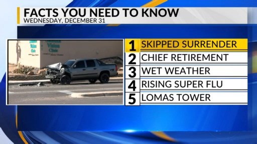 KRQE newsfeed: ABQ woman fails to surrender, APD chief retirement, rain chances, NM flu uptick, ABQ building plans