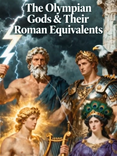 The Olympian Gods and Their Roman Equivalents Comment your favorite Olympian and follow for more myth stories! #greekgods #mythology #roman #ancientgreece #creatorsearchinsights