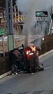 Driver TRAPPED in BURNING Car, BUT...