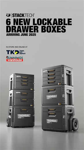 ToughBuilt Australia on Instagram: "Every new Stacktech drawer box is now pad lockable, giving you added security where it matters most Discover the full range at: https://toughbuilttools.com.au | Link in bio Available in Australia at @Bunnings and @ToolKitDepot"