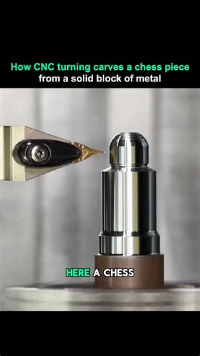 CNC Machine Carving a Chess Piece from Raw Metal