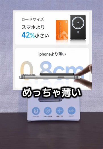 めっちゃコンパクトで 使い勝手なモバイルバッテリー ワイヤレス充電器、マグネット式充電、USB-A出力ポート&Type-C入出力ポート搭載、iPhone @京の小町屋 #トクトクSALE #gw過ごし方 #gw特集 #スーパーSALE #モバイルバッテリー