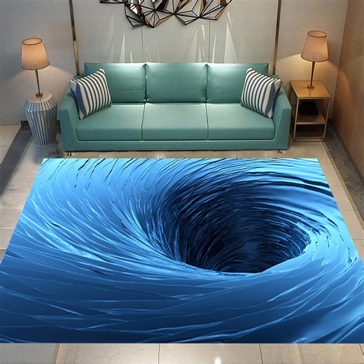 Vortex Illusion Rug: 3D Ocean Waves, Living Room Decor - Etsy