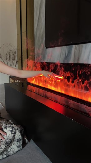 A 3D atomized fireplace that produces flames by simply adding water.