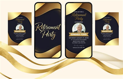 Retirement Party Invite Instant Download, Animated Electronic Invite, Printable Modern Card, Video Photo Invite, Instant Download E-vite - Etsy UK