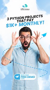 Turn your Python skills into profit this year. Comment “Python” to get started. . . #YourCloudCampus #Python #PythonSkills #GainfulEmployment #Programming #CareerGrowth #SkillDevelopment #PythonDevelopment #Coding #FreeDemoClass #FollowUs #US | Your Cloud Campus Offical | Facebook