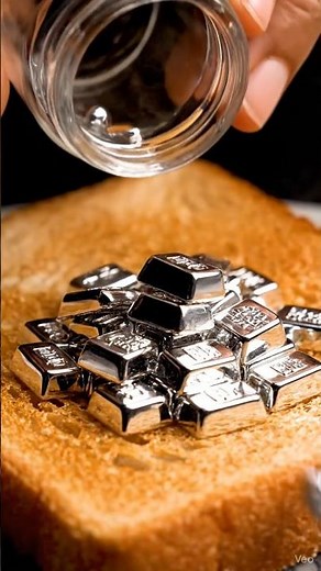 "Mini Silver Bars Spread on Toast 💎✨ | Hyper Realistic ASMR | Satisfying Luxury Visual Art"