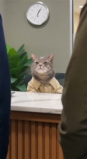 POV: The Receptionist Is Already Bored 🐱⏰ #cat #aivideo #soraai #cats #funny #automobile #animals
