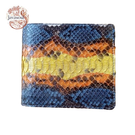 Genuine Python Snakeskin Leather Men's Bifold Wallet Exotic Multicolor Handmade
