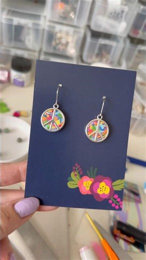 Polymer Clay Peace Sign Earrings