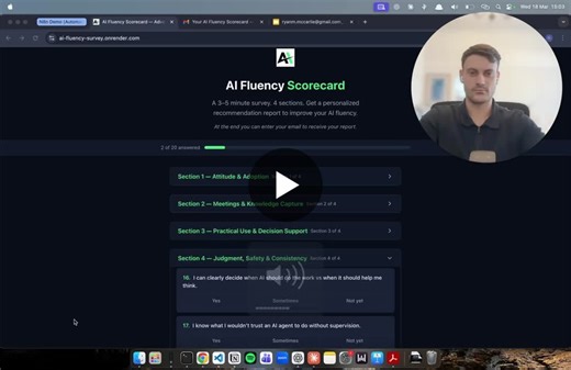 Could you score your AI fluency right now? Most people can t. AI fluency isn t one skill. It s four: 1. Adoption →  Is your team using AI, or just watching from the sidelines? 2. Knowledge Capture… | Ryan Mc Carlie