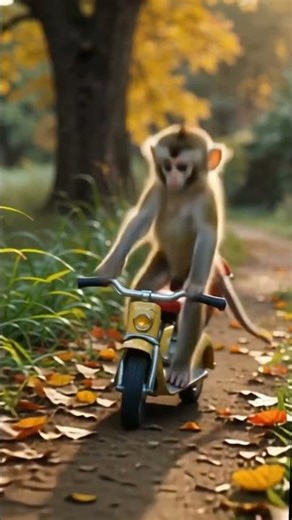 Cute😆 monkey riding 🤣🤣#trending
