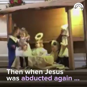 When this precocious sheep tried to steal the baby Jesus, little Mary became a mama bear. Read more: http://on.today.com/2z8Pwah | Today Show