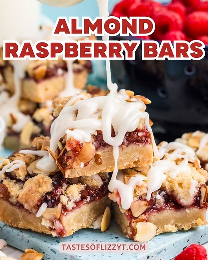 1.7K views · 37 reactions | Enjoy the perfect blend of sweet and nutty with our Almond Raspberry Bars recipe. Featuring a buttery shortbread base, raspberry filling, and a hint of almond, these bars are a crowd-pleaser for any occasion. Full recipe: https://www.tastesoflizzyt.com/almond-raspberry-bars/ | Tastes of Lizzy T | Facebook