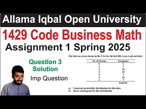 1429 Code Solved Assignment 1 Question 3 Spring 2025 Solution | AIOU 1429 Code Business Math