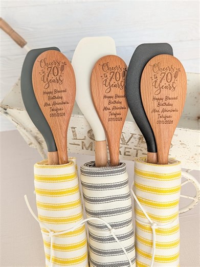 70th Birthday Party Favors, Personalized Spoon Spatula Gifts for Guests, Useful Baking Gifts, - Etsy