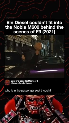 Vin Diesel couldn't fit into the Noble M600 behind thescenes of F9 (2021)
