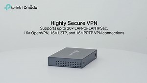 TP-Link Omada -Highly Secure VPN ER605 ER605 supports IPSec/PPTP/L2TP VPN over IPSec/SSL protocols. With a powerful hardware design, the router supports and manages up to 20× LAN-to-LAN IPSec, 16× OpenVPN*, 16× L2TP, and 16× PPTP VPN connections. One-click auto IPSec VPN* greatly simplifies VPN configuration and facilitates network management and deployment while also securing and encrypting private site-to-site data communications traveling over the internet. Learn More: https://www.tp-link.com