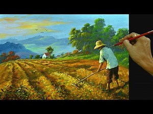 How to Paint Farmer on the Field in Acrylic Full Painting Tutorial