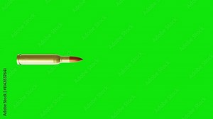 Bullet Fire Rotation Animation On Green Background. Seamless Loop. 4K