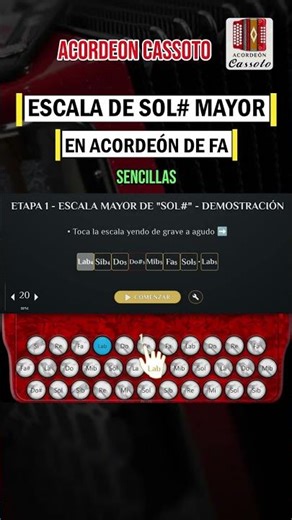 How to play the G# Major Scale on the F Accordion, in Single Notes on the Cassotto Accordion