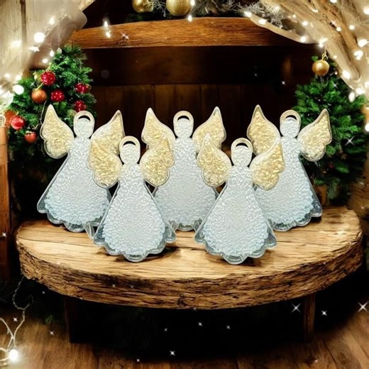 Crackle angels in epoxy resin #christmas #ornaments #holiday