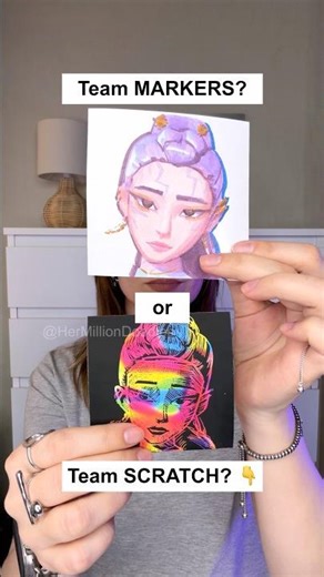 EPIC Rumi Art Battle 🎨💖 Markers vs Scratch Paper #drawing #marker art #viral #trending