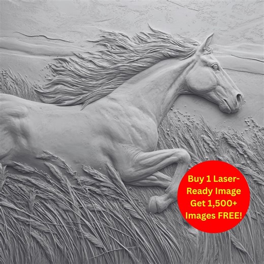 Galloping Horse Image Laser Cut Burn Slate File | Western Wheat Field Farm Wall Art Digital Download | 3D Engraving PNG - Etsy
