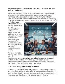 Media Literacy in Technology Education - Reading Passage and x 10 Questions