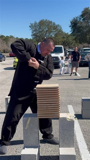 Martial Arts Karate Arm Strike Board Breaking Competition