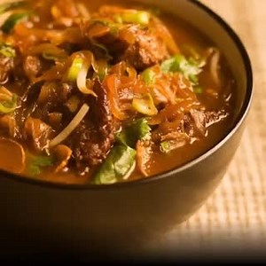 Recipe of the Day> My family loves this Asian version ladled over spinach leaves and bean sprouts. It’s a stew and a salad in the same bowl! http://chefmichaelsmith.com/recipe/orange-ginger-beef/ | Chef Michael Smith