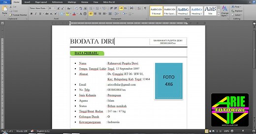 Download Contoh Biodata diri lengkap Word