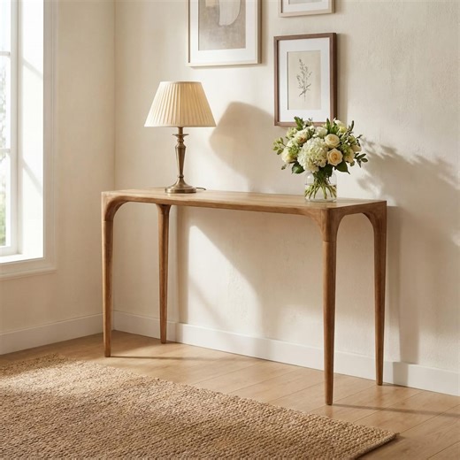 Wood Entryway Table, Solid Walnut Modern Console Table, Scandi Farmhouse Hallway Tables