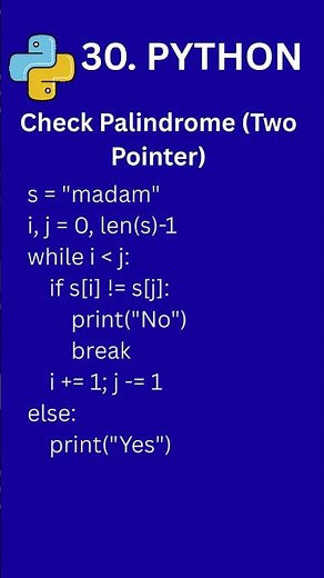 Python Interview Questions #30 | Check Palindrome Using Two Pointers | Python in Telugu #python