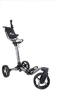 Tri-360 Golf Push Cart - 3 Wheels - Front Wheel Swivel - Lightweight - Collapsible - Golf Trolley (Grey/Grey)