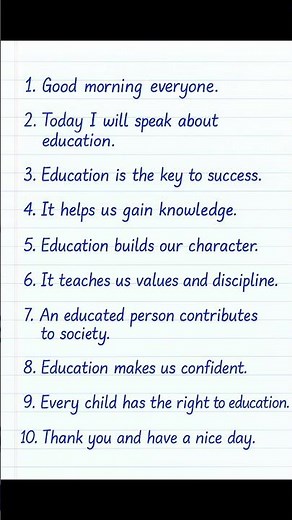 Education Speech | Short English Speech | 10 Lines Speech