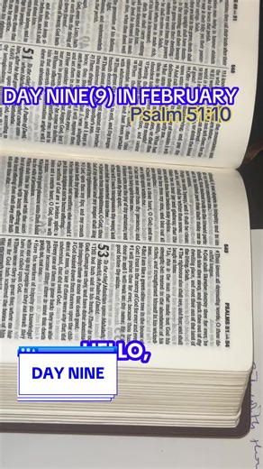 February Nights in Scripture DAY NINE ~ one passage, one reflection, every night at 9pm. Psalm 51:10 A clean heart No rush. No answers forced. Just a pause to listen, notice, and sit with the Word. Sit with it tonight. #scripture #God #fyp #christiantok #bible