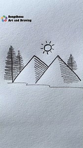 49K views · 401 reactions | Simple Mountain and Sun Pencil Drawing | Easy Scenery Sketch Tutorial | Rongdhonu Art and Drawing | Facebook