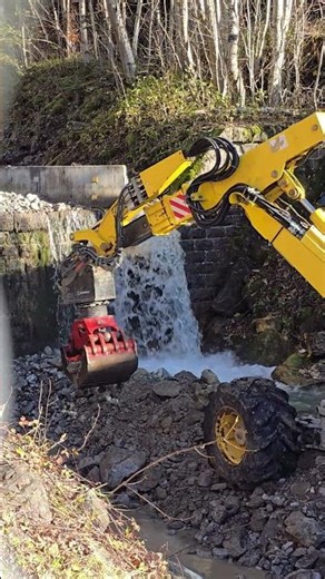 Baggerarbeiten am Fluss #bagger #baumaschinen