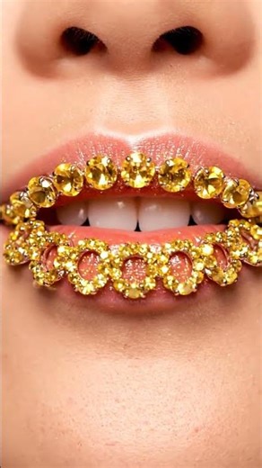 ASMR Applying Citrine Spark Class-Ring Lipstick 💛💍 | Gemstone Lip Transformation