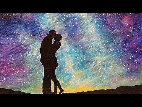 Easy Galaxy Acrylic Painting "Lovers under a Starry Night Sky" Beginner Step by Step Tutorial LIVE
